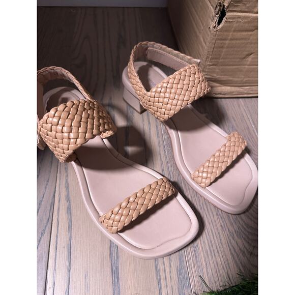 Homers Trenza Woven Braided Leather Heeled Sandals Size 11 Neutral - Picture 1 of 2